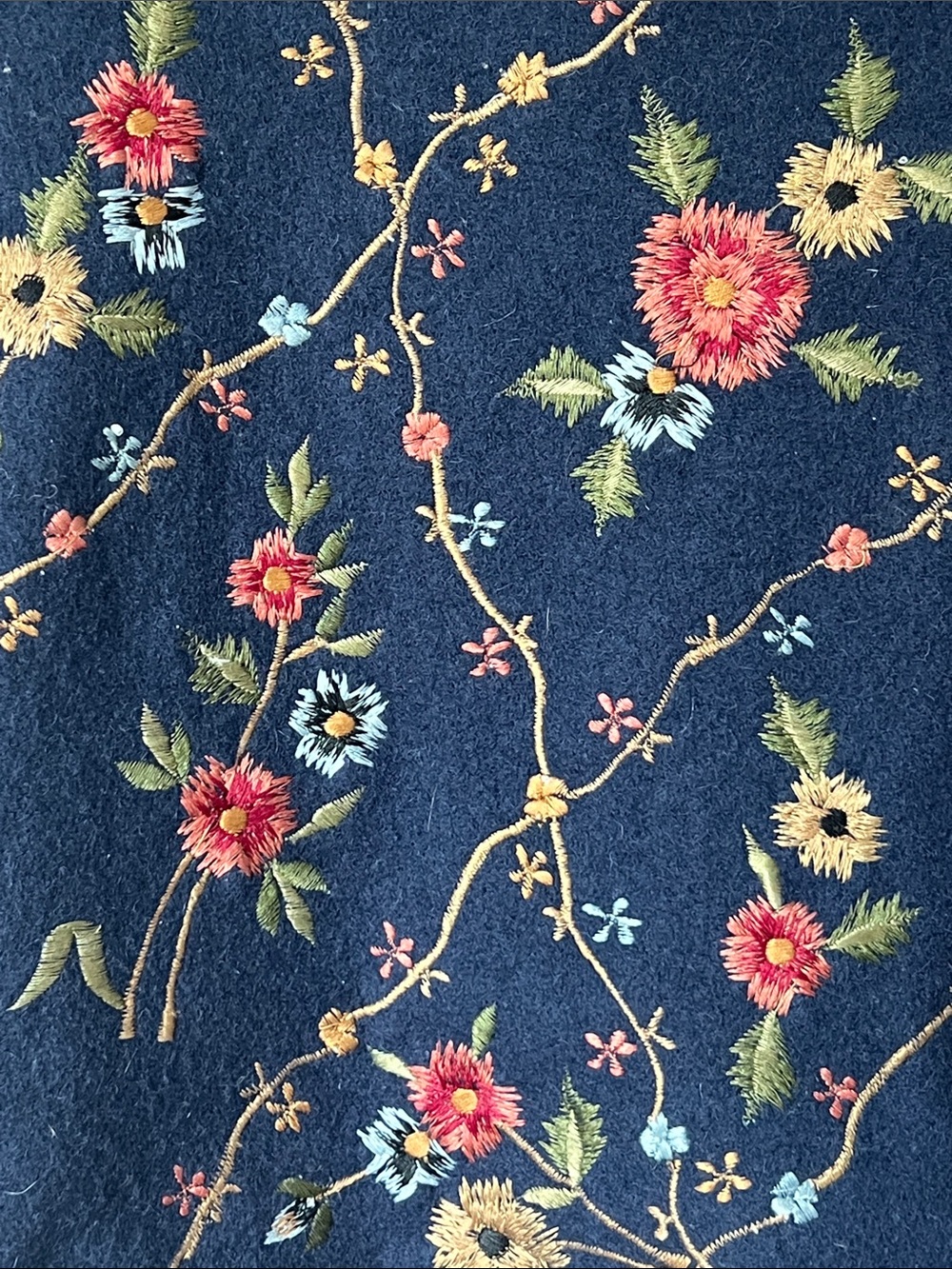 Tantrums Navy Floral Embroidered Button Front Sweater Vest - Picture 2 of 6